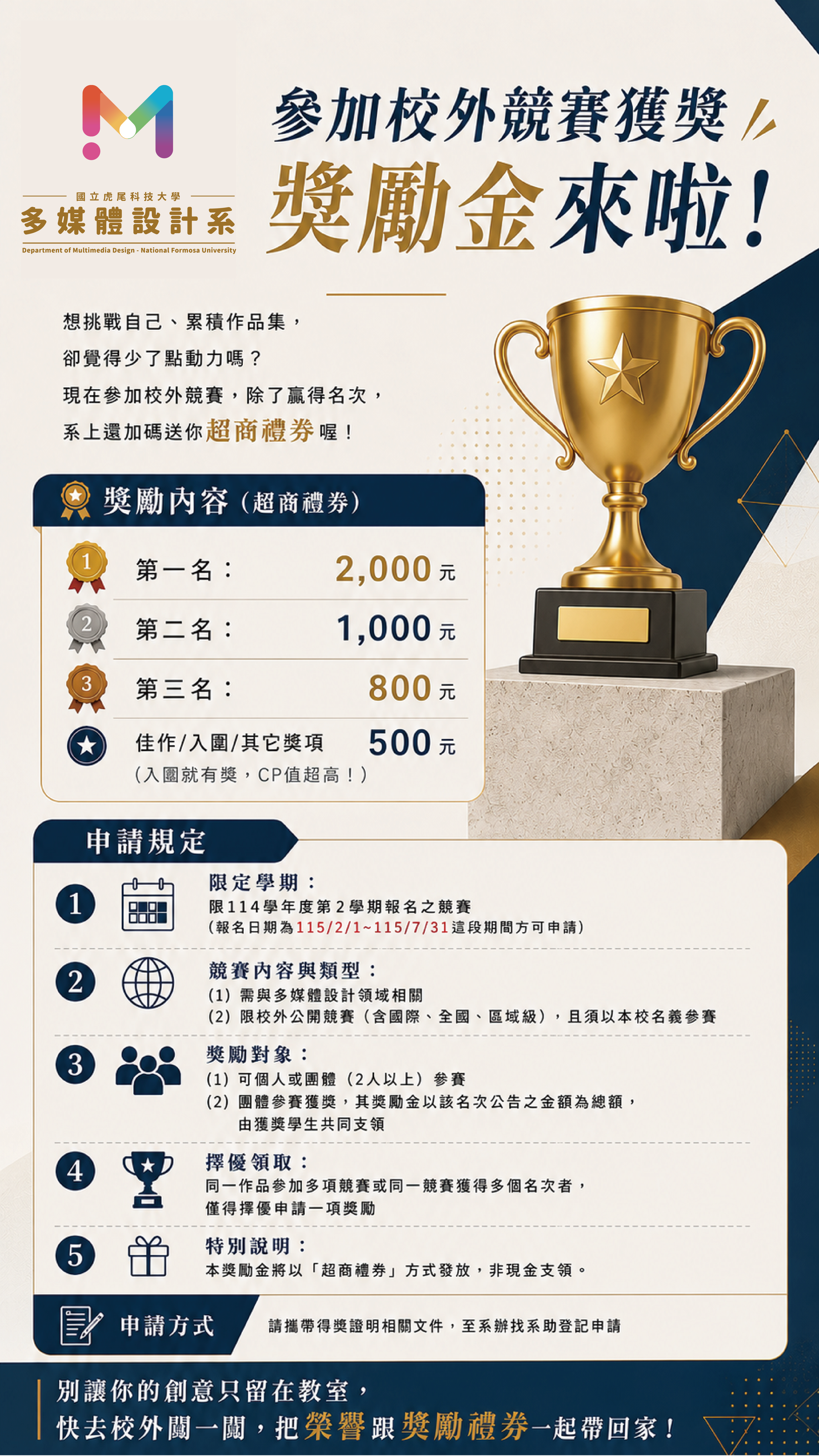 參加校外競賽獲獎獎勵金-宣傳DM 參加校外競賽獲獎獎勵金-宣傳DM